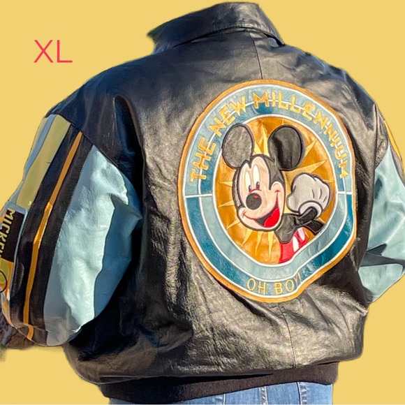 Oh Boy! The New Millennium- Vintage RARE Mickey Mouse Leather Jacket - Picture 4 of 11